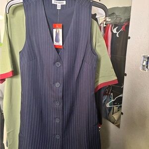 Steve Madden Dark Blue Pinstripe Mini Dress